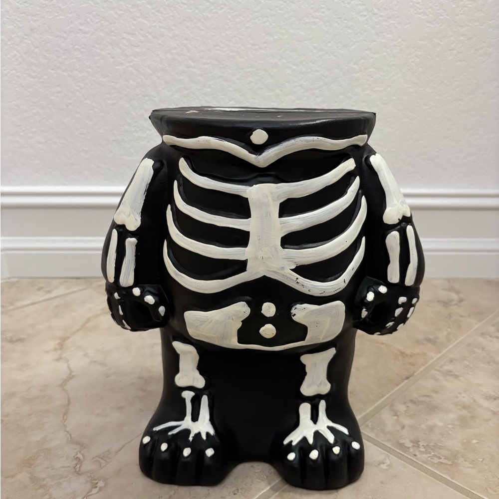 Skeleton Black and White Pumpkin Stand